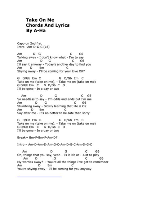 take on me lyrics